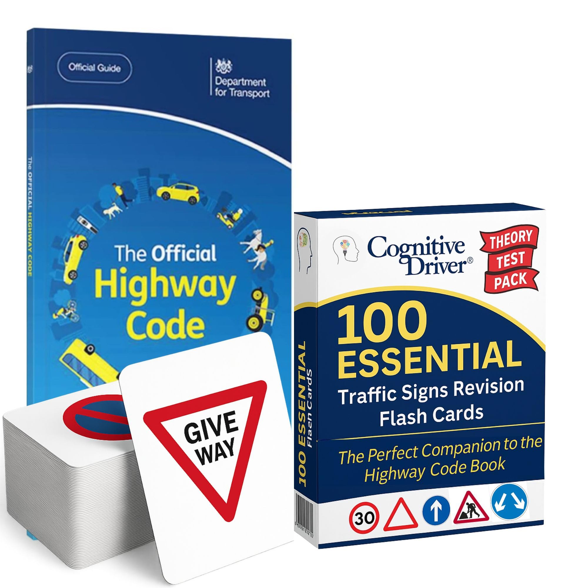 Highway Code Book 2025 UK + 100 Road Sign Flash Cards Set